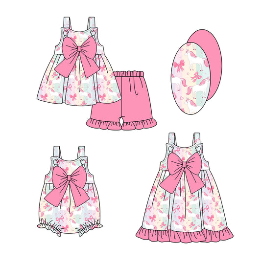25.12.11 custom each style moq 5 eta 6-8week Sibling Sister bow baby short sleeve shorts sets and romper and dress match design