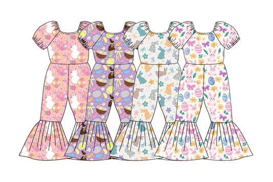 25.12.16 custom each style moq 5 eta 6-8week Sibling Sister easter bow baby short sleeve jumpsuits 4 match design