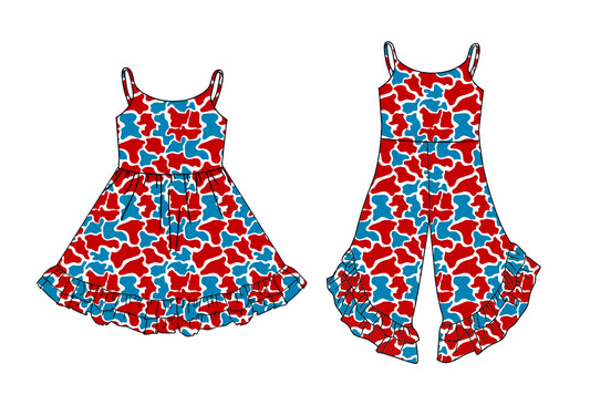 3.24 custom each style moq 5eta 4-6week Sibling Sister camouflage baby girl short sleeve dresses and jumpsuit match design