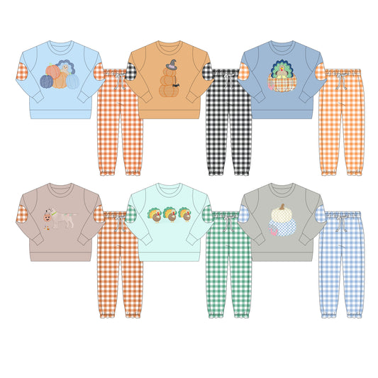 25.6.5 custom each style moq 5eta 4-6week Sibling Sisters baby boy long sleeve pants sets 1 and sets 6 match family design