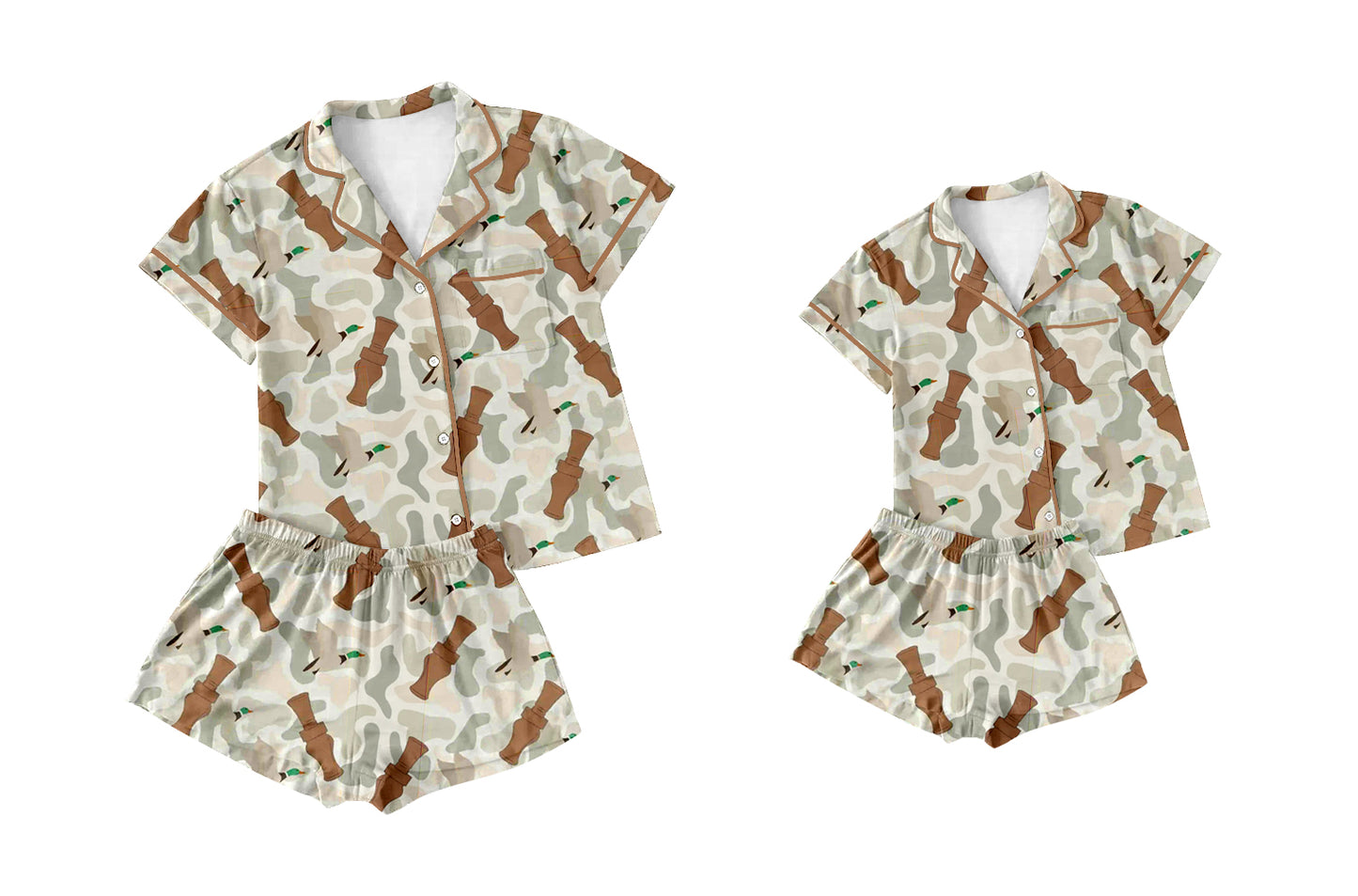 12.16 custom each style moq 5eta 4-6week Sibling Sister camouflage baby boys short sleeve shorts sets and adult sets match design