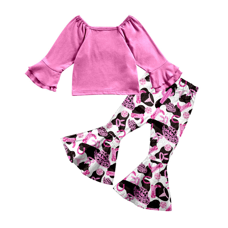 9.3 custom each style moq 5eta 4-6week baby girls clothes pink long sleeve pants sets