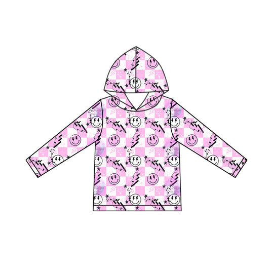 9.14\ custom each style moq 5 eta 4-6week baby boys clothes smiley pink and purple hooded long sleeve top
