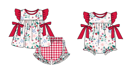 11.13 custom each style moq 5eta 4-6week Sibling Sister floral baby girl short sleeve shorts sets and rompers match design