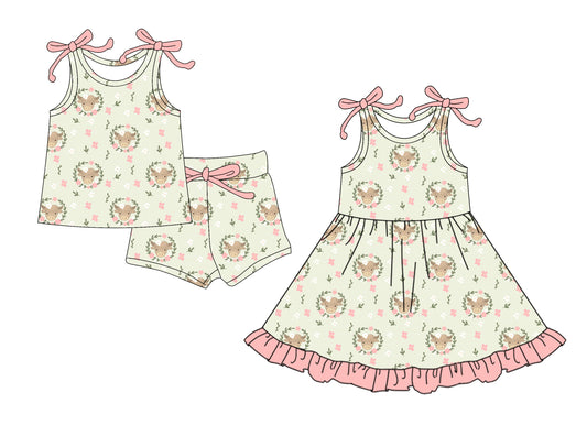25.6.6 custom each style moq 5eta 4-6week Sibling Sister bow floral baby girl short sleeve shorts sets and dresses match design