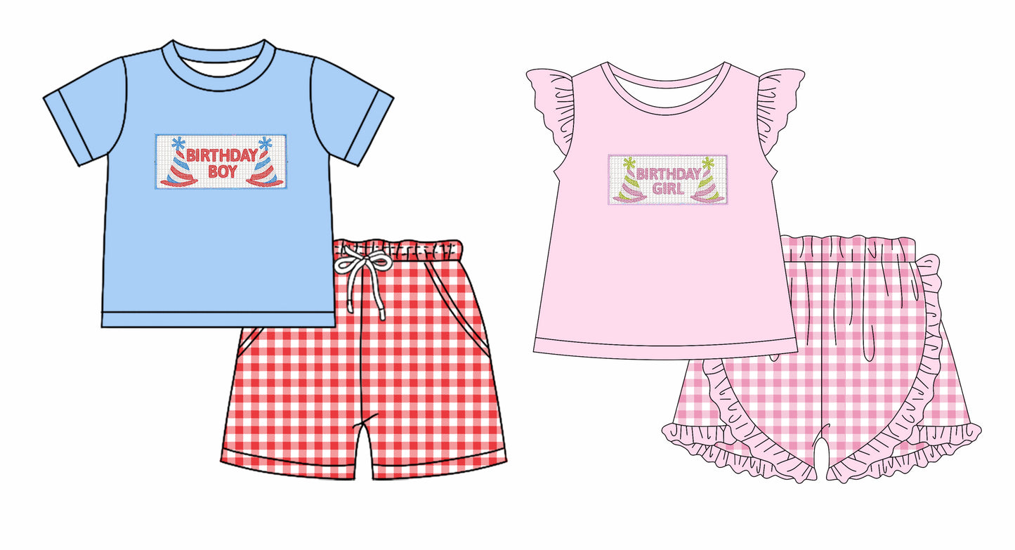 25.10.23 custom each style moq 5 eta 6-8week Sibling Sisters BIRTHDAY baby girl clothes short sleeve shorts sets 2 match family design