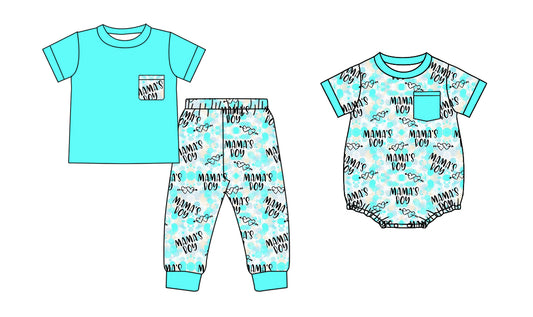 25.9.12 custom each style moq 5eta 6-8week Sibling Sisters MAMA baby boy clothes short sleeve pants sets and romper match family design