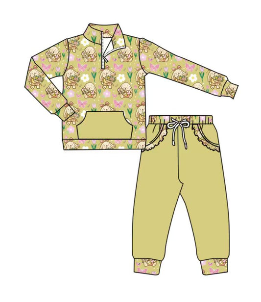 Custom moq 5 mix size milk silk baby girl clothes long sleeve pants sets and shorts