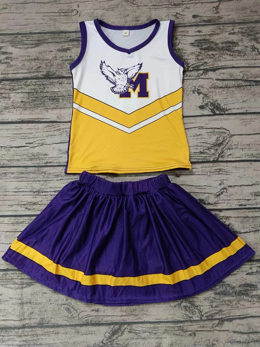 Custom moq 5 each style eta 6-7weeks baby girl clothes team purple sleeveless skirts sets-25.8.6