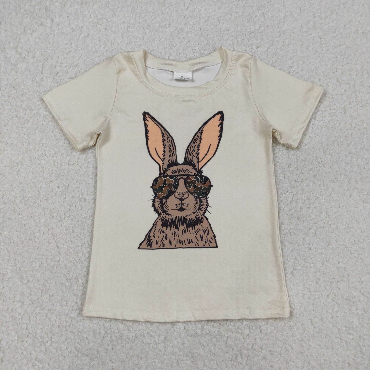 RTS NO MOQ（In Stock) Sunglasses Bunny Beige Short-Sleeve Top