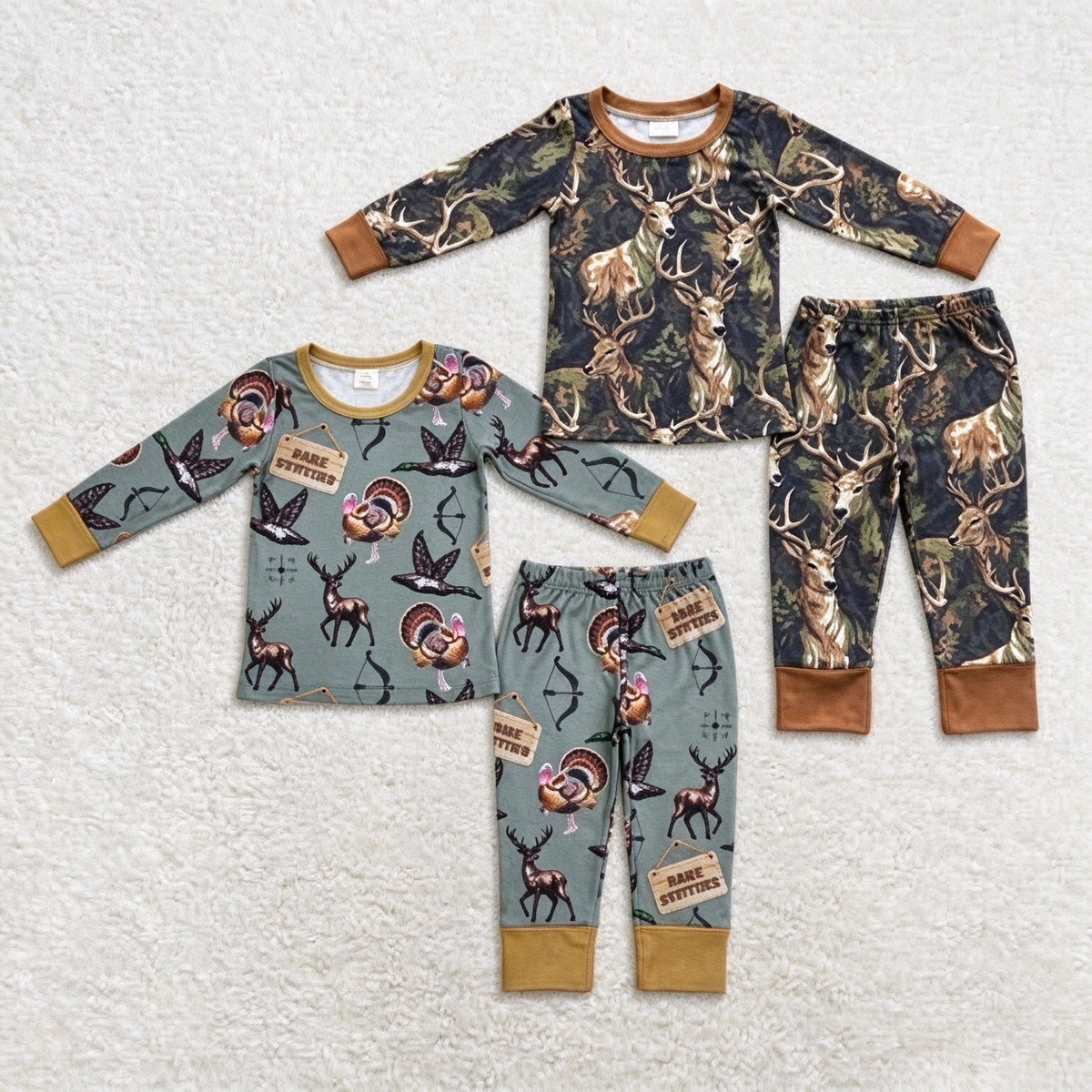 RTS NO MOQ Sibling milk silk Baby Boys Ducks Top Pants Daily Wear Pajamas Outfit Sets
