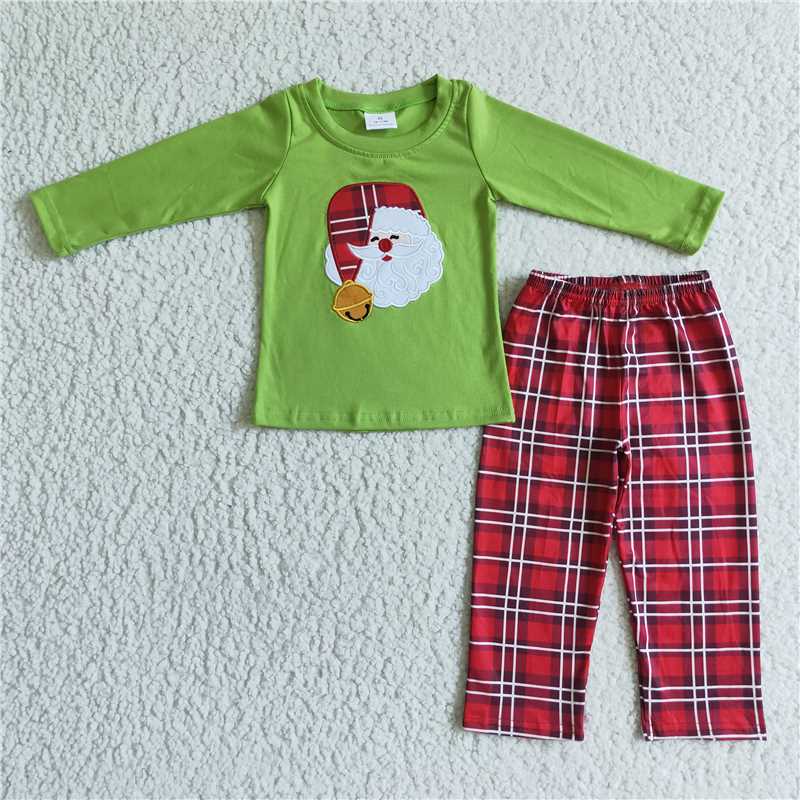 RTS NO MOQ（In Stock) BLP0034 Embroidered Christmas Long Sleeve Pants Set
