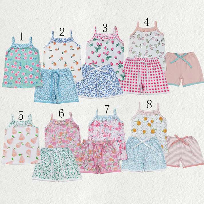 Sibling RTS baby girls clothes floral Short Sleeve Shorts sets