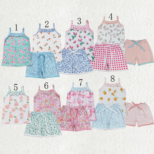 Sibling RTS baby girls clothes floral Short Sleeve Shorts sets