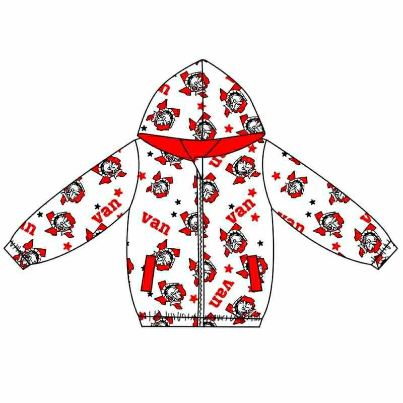 Custom moq 5 mix size milk silk summer teams baby boys clothes red hooded long sleeve top-25.9.6