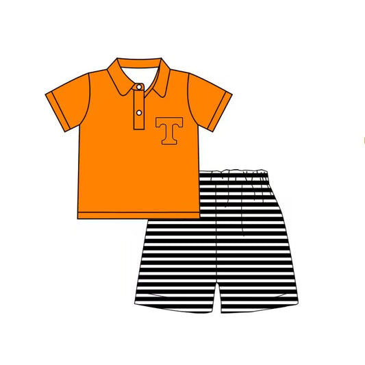 custom moq 3 Summer team T boys orange top shorts suit