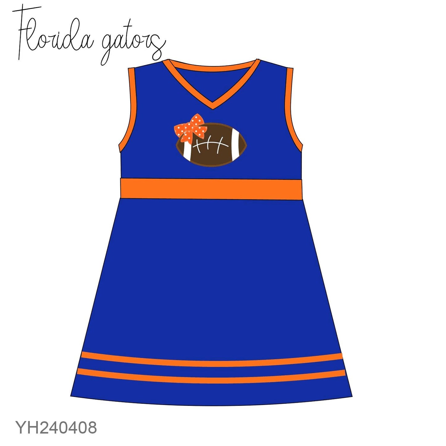 Custom MOQ 3 MIX SIZE ETA 6-7weeks team Feor baby girls clothes blue sleeveless dress