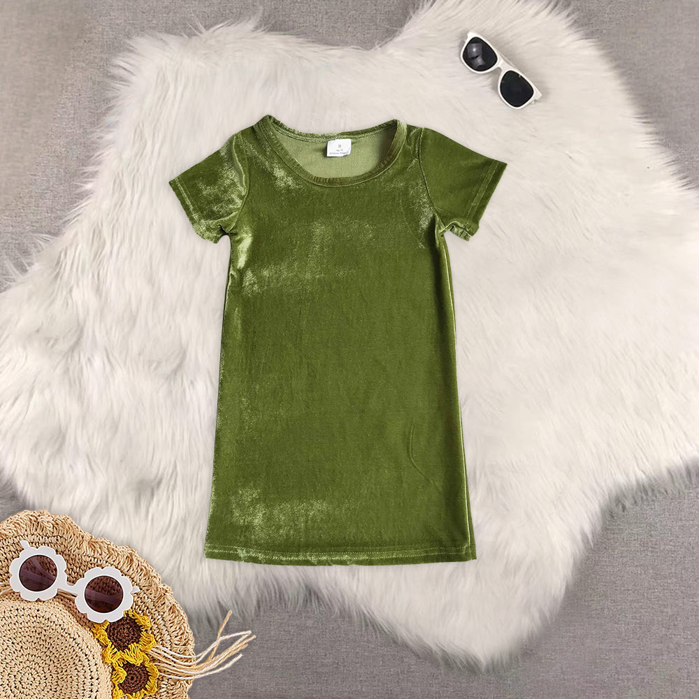 RTS NO MOQ Sibling baby girl clothes Velvet short sleeve dresses
