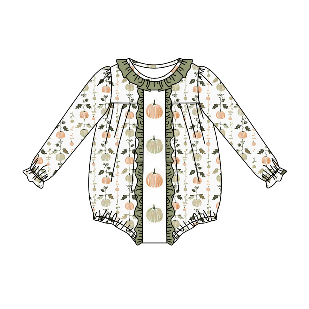 Deadline  August 21 custom no moq eta 6-7weeks  Long Sleeve Pumpkin Romper