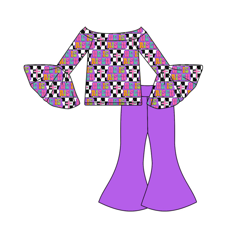 25.10.30 custom each style moq 5 eta 6-8week Sibling Sisters bow love baby girl long sleeve pants sets 4 match family design