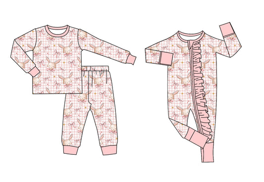 25.11.17 custom each style moq 5 eta 6-8week Sibling Sisters bunny bow baby girl clothes long sleeve pants sets and romper match family design