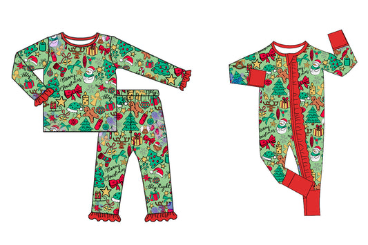 25.7.25 custom each style moq 5eta 4-6week Sibling Sister Christmas bow baby girl long sleeve pants sets and rompers match family design