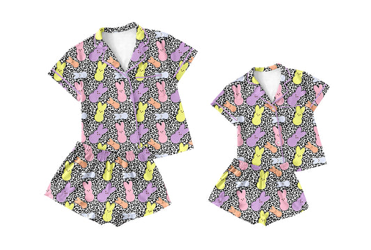 25.10.1 custom each style moq 5eta 4-6week Sibling Sister easter bunny baby short sleeve shorts sets and adult set match design