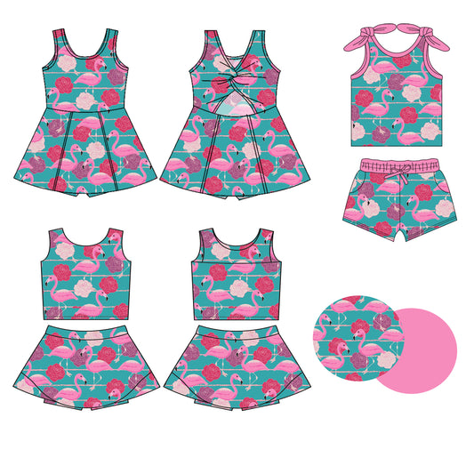 3.21 custom each style moq 5eta 4-6week Sibling Sister baby girls clothes Short sleeve shorts sets and yoga dress 1 and dress 2 match family design