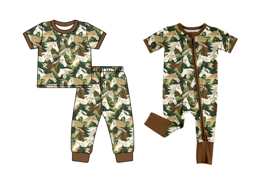 25.5.25 custom each style moq 5eta 4-6week Sibling Sister horse baby boy short sleeve pants sets and rompers match family design