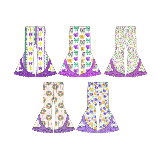 25.9.22 custom each style moq 8 eta 6-8week Sibling Sisters mardi gras baby girl clothes long pants 5 match family design