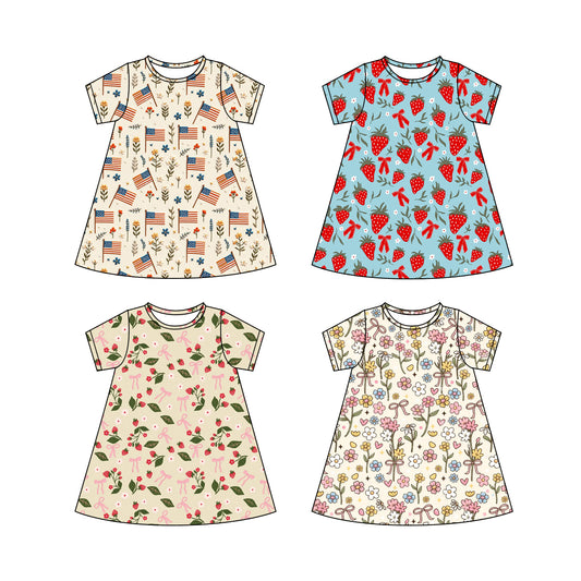 4.12 custom each style moq 5eta 4-6week Sibling Sister baby girls clothes Short sleeve dress 1 and dress 4 match family design
