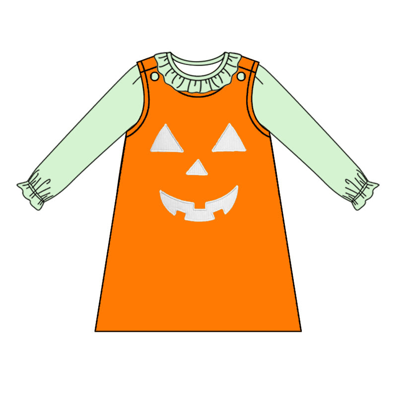 6.26 custom each style moq 5eta 4-6week Sibling Sister pumpkin orange baby girls dress and rompers match family design