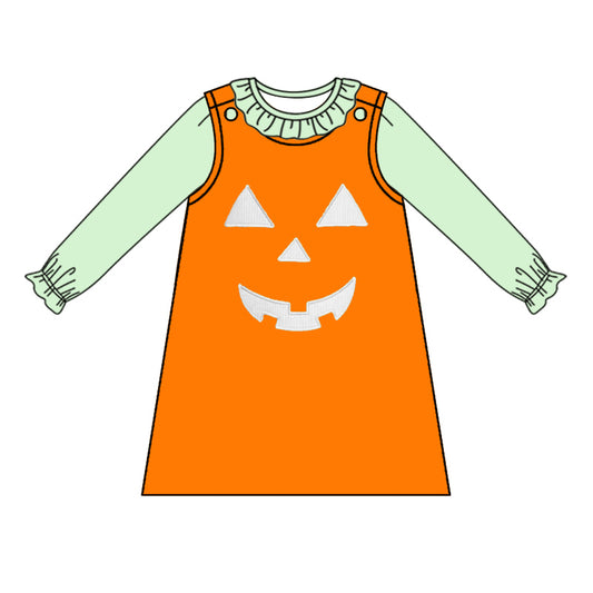 6.26 custom each style moq 5eta 4-6week Sibling Sister pumpkin orange baby girls dress and rompers match family design