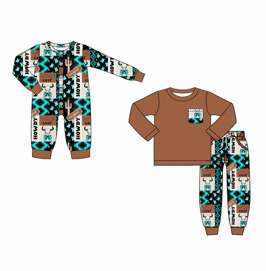 25.6.11 custom each style moq 5eta 4-6week Sibling Sisters cow head baby boy long sleeve pants sets and rompers match family design