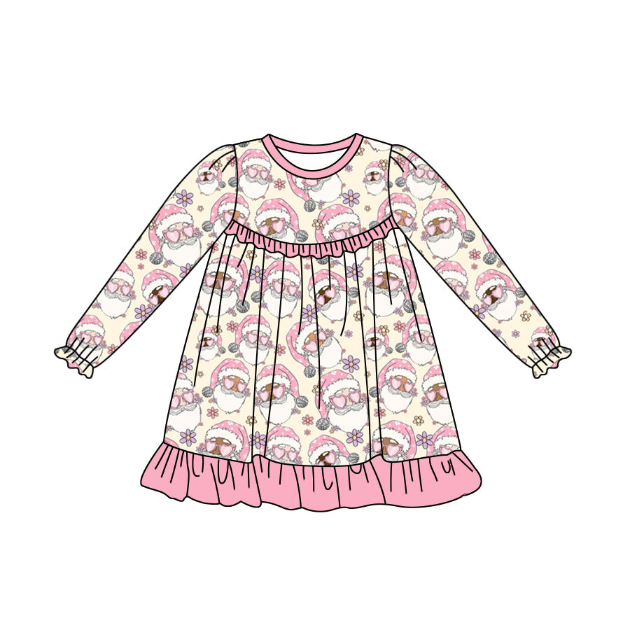 6.17 custom each style moq 5eta 4-6week Sibling Sister Christmas pink baby girls dress and baby romper match family design