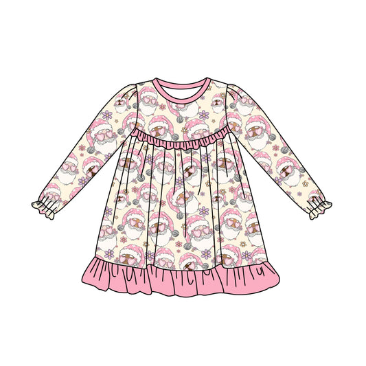 6.17 custom each style moq 5eta 4-6week Sibling Sister Christmas pink baby girls dress and baby romper match family design