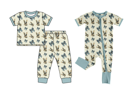 25.10.11 custom each style moq 5 eta 6-8week Sibling Sisters bunny bow baby boy clothes short sleeve pants sets and romper match family design
