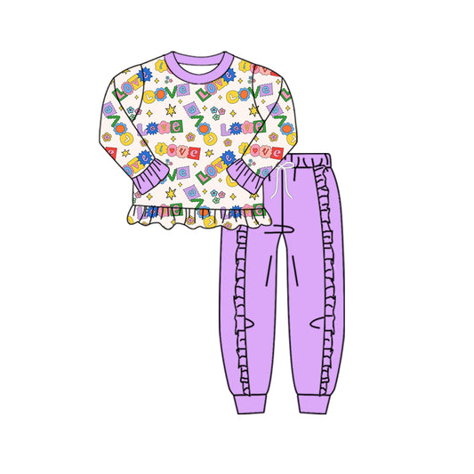 25.9.17 custom each style moq 8 eta 6-8week Sibling Sisters baby girl long sleeve pants sets 1 and sets 4 match family design