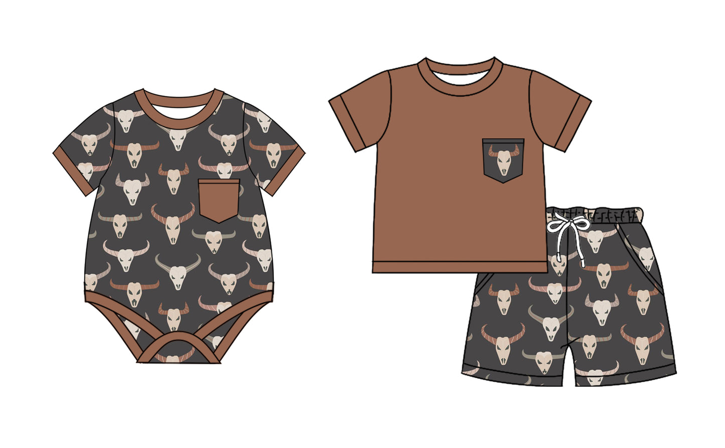 2.25 custom each style moq 5eta 4-6week Sibling Sister cow head baby girl short sleeve shorts sets and romper match design