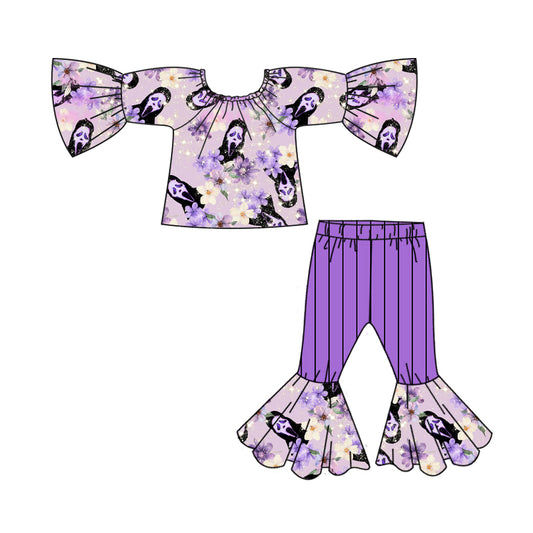 6.27 custom each style moq 5eta 4-6week Sibling Sister ghost purple baby girls sets and dress match family design