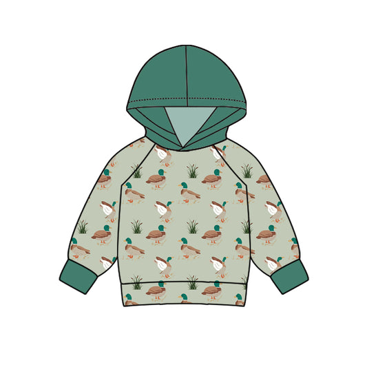 10.14 custom each style moq 5 eta 4-6week baby boys clothes duck green hooded long sleeve top