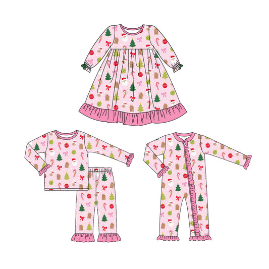25.6.16 custom each style moq 5eta 4-6week Sibling Sisters Christmas baby girl long sleeve pants sets and dress and rompers match family design
