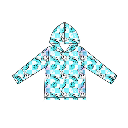 9.14 custom each style moq 5 eta 4-6week baby boys clothes smiley blue and green hooded long sleeve top