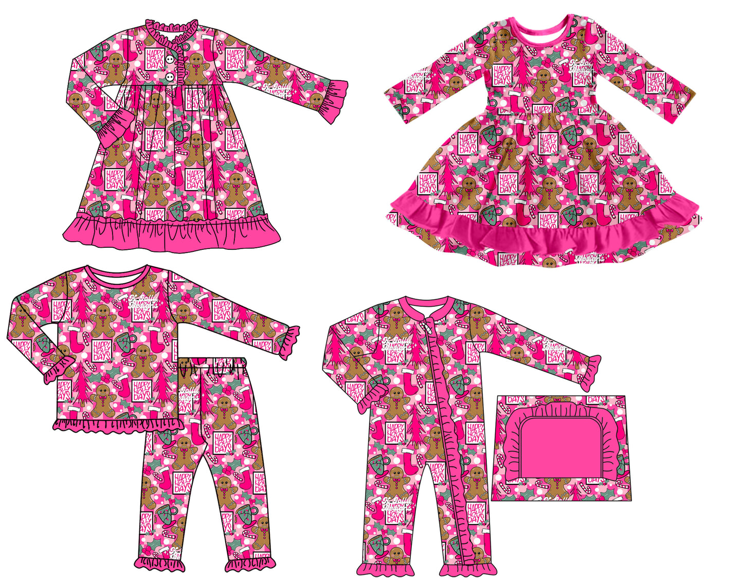 25.7.9 custom each style moq 5 eta 4-6week Sibling Sisters Christmas rose red baby girl long sleeve pants sets and romper and dress 1 and dress 2 match family design