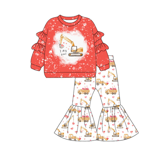 10.16 custom each style moq 5eta 4-6week baby girls clothes love red and white long sleeve pants sets
