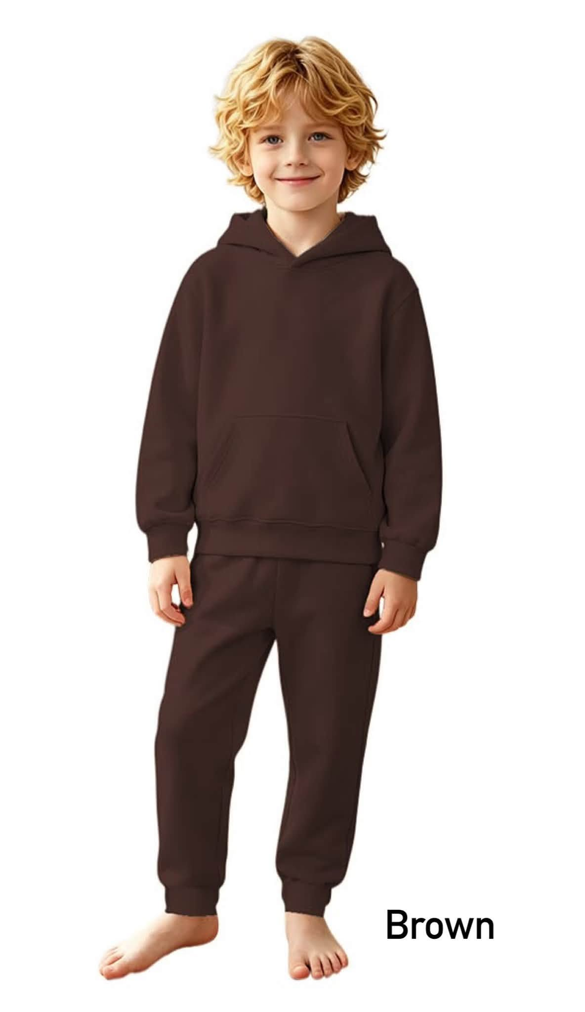 custom moq 5 mix size cotton fabirx BHS01 Toddler Kids Solid Color Pullover Hoodie With Front Pocket Elastic Cuff Jogger Pant Casual Clothing Set