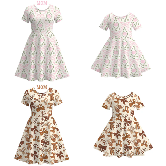 Custom moq 5 each style eta 6-7weeks halloween baby girl short sleeve dress and adult dress-25.7.21
