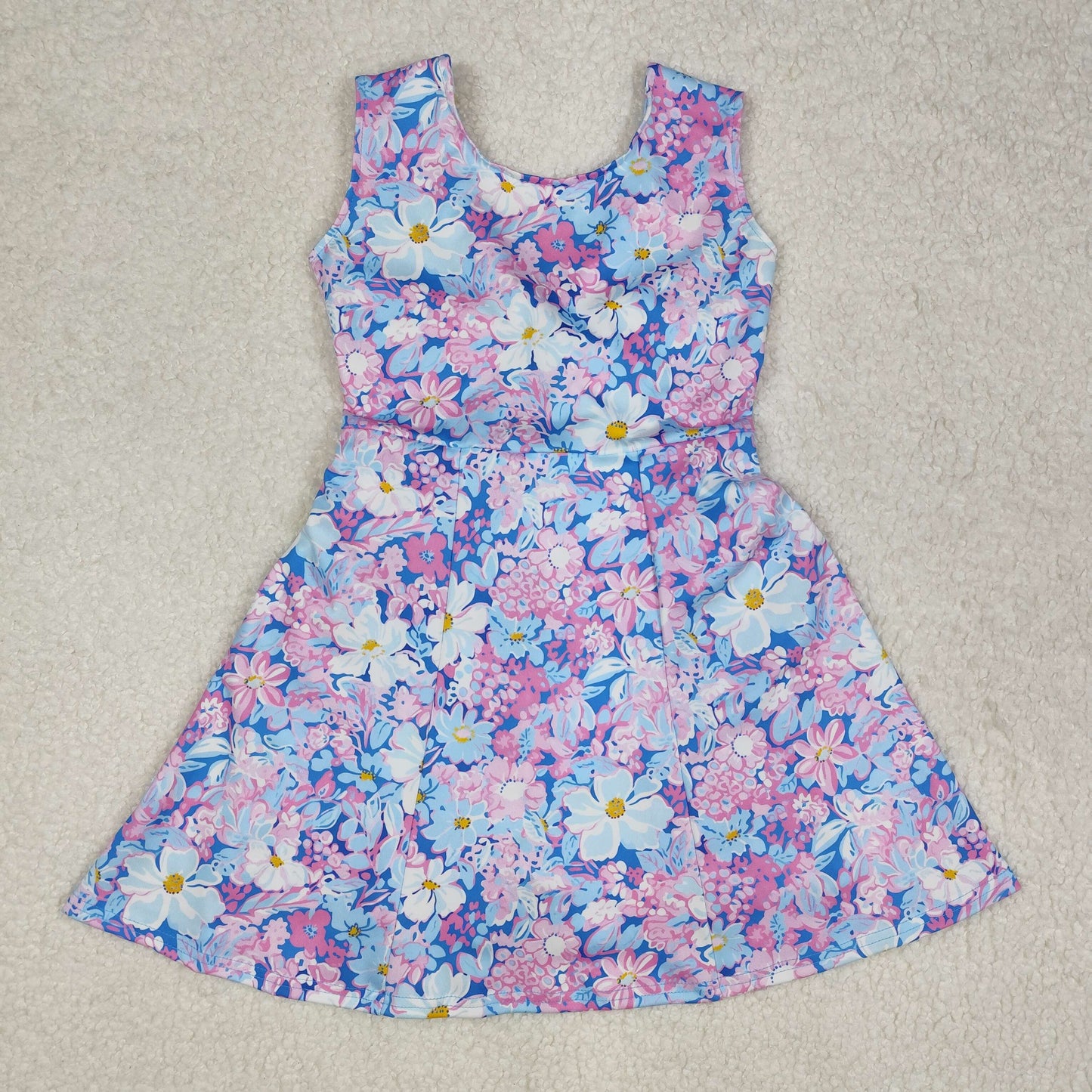 RTS NO MOQ baby girl clothes yoga floral short-sleeved skirt sets