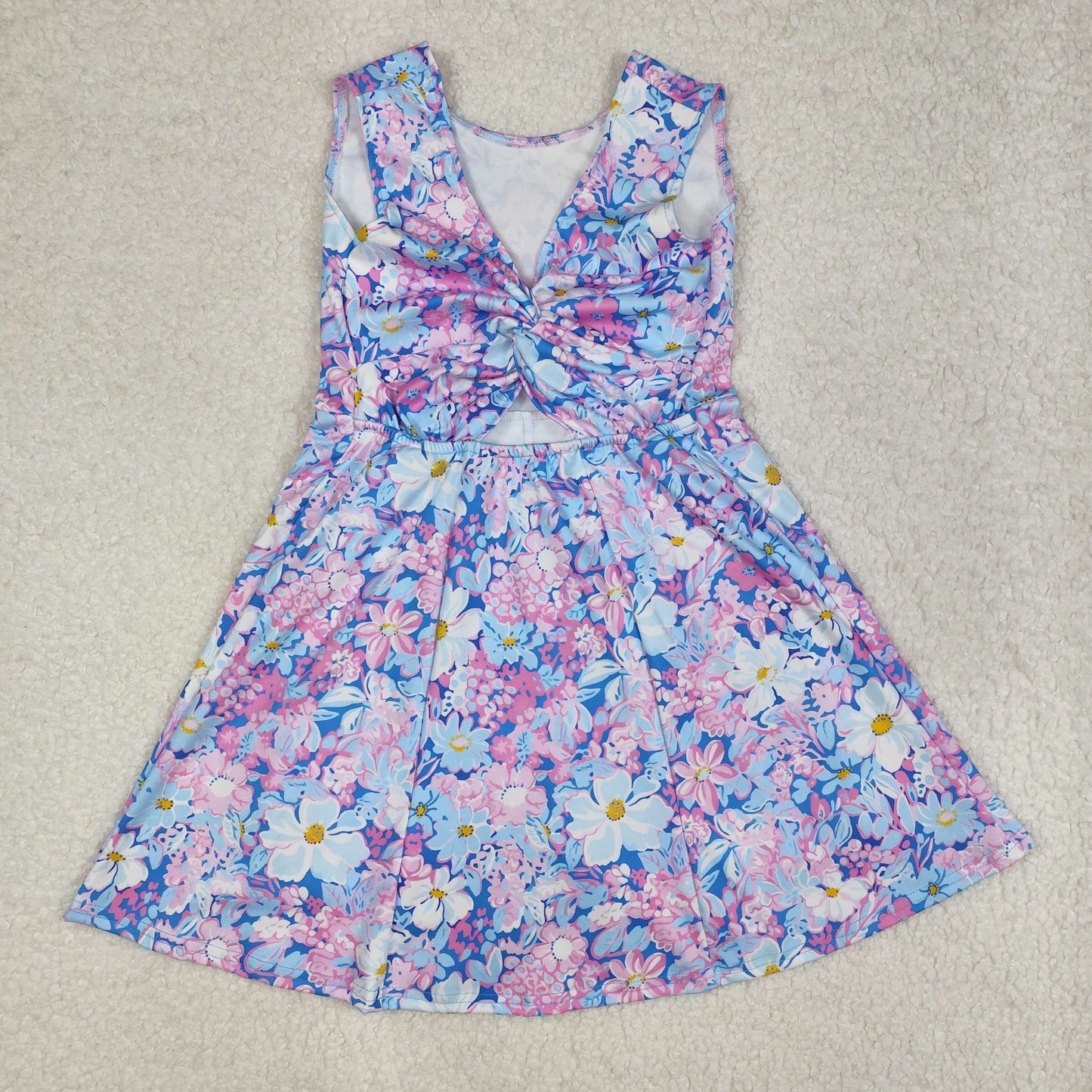 RTS NO MOQ baby girl clothes yoga floral short-sleeved skirt sets