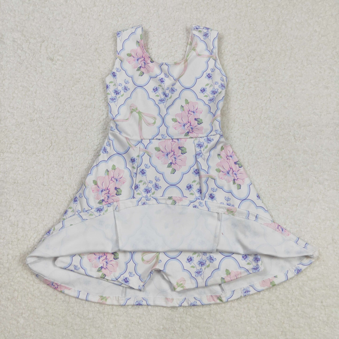 RTS NO MOQ baby girl clothes yoga floral short-sleeved skirt sets